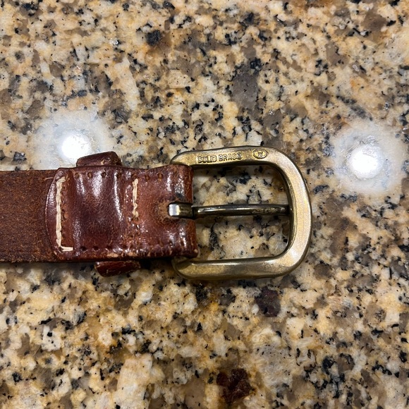 Vintage Calvin Klein 1970’s Brown Saddle Leather Belt L - Picture 5 of 10